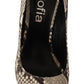 Sofia Chic Gray Snake Print Leather Heels