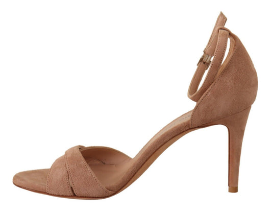 SERGIO LEVANTESI Beige Suede Ankle Strap Heels Pumps