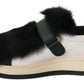 MANUEL BARCELO Elegant White Leather Fur-Trimmed Sneakers