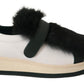 MANUEL BARCELO Elegant White Leather Fur-Trimmed Sneakers