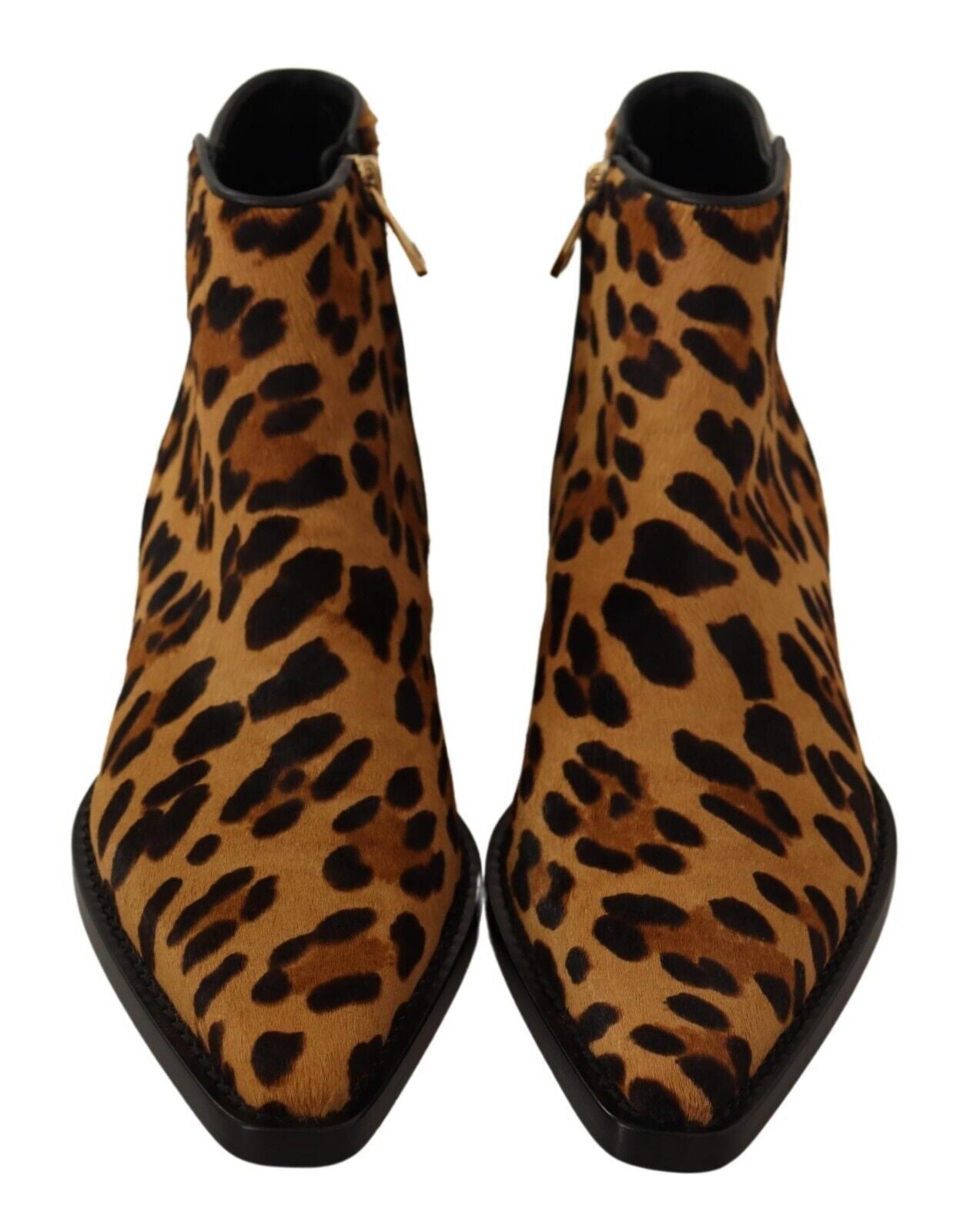 Dolce & Gabbana Elegant Leopard Zip-Up Leather Boots