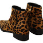 Dolce & Gabbana Elegant Leopard Zip-Up Leather Boots