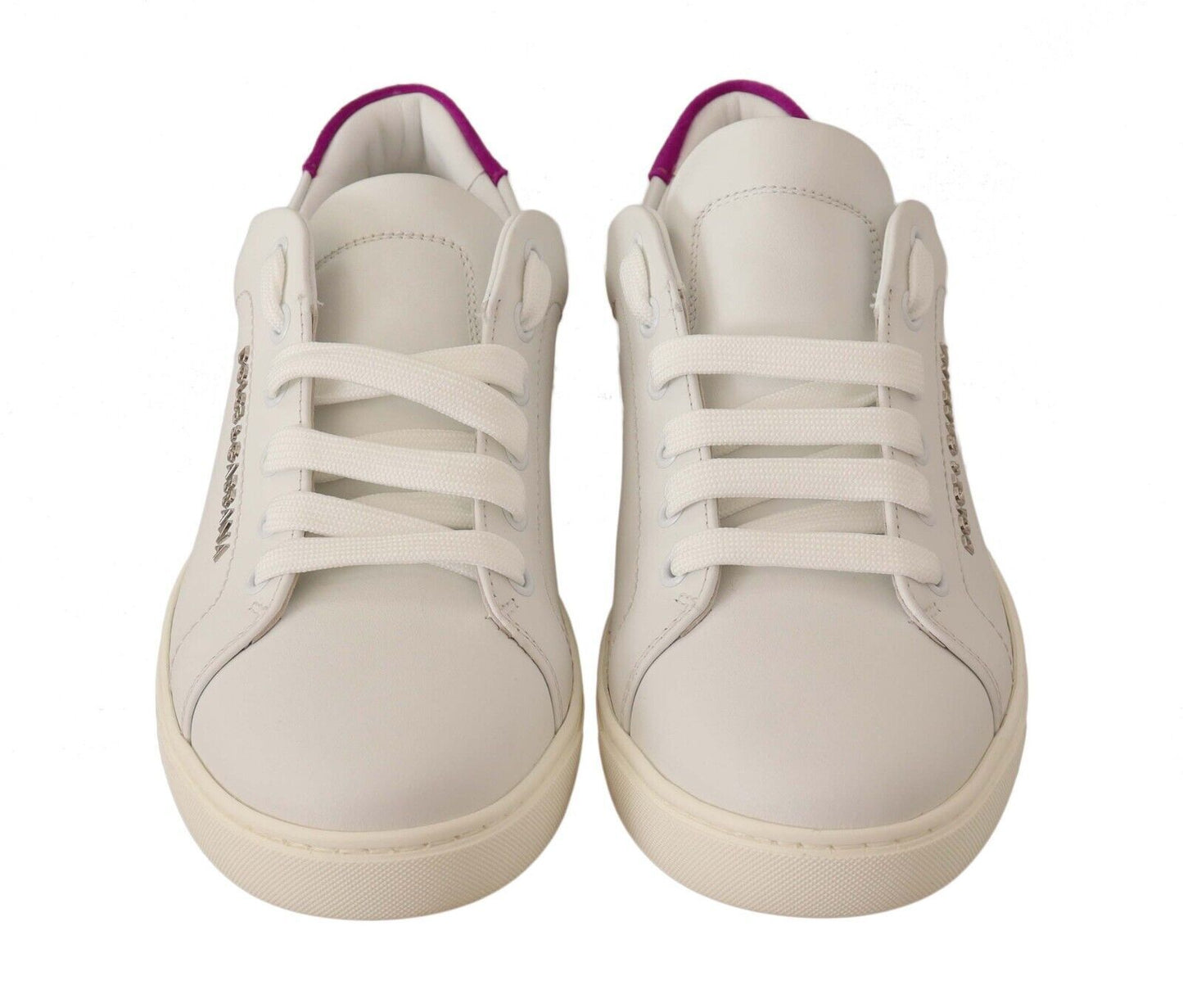 Dolce & Gabbana Elegant White Purple Sneakers Luxury Footwear