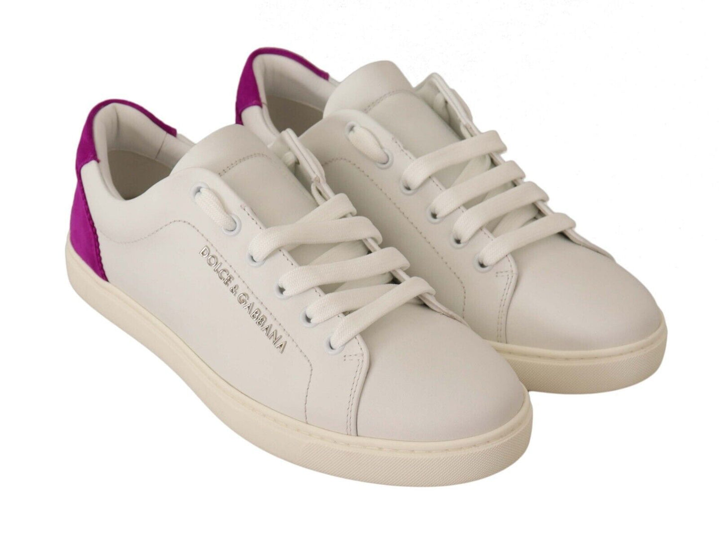 Dolce & Gabbana Elegant White Purple Sneakers Luxury Footwear