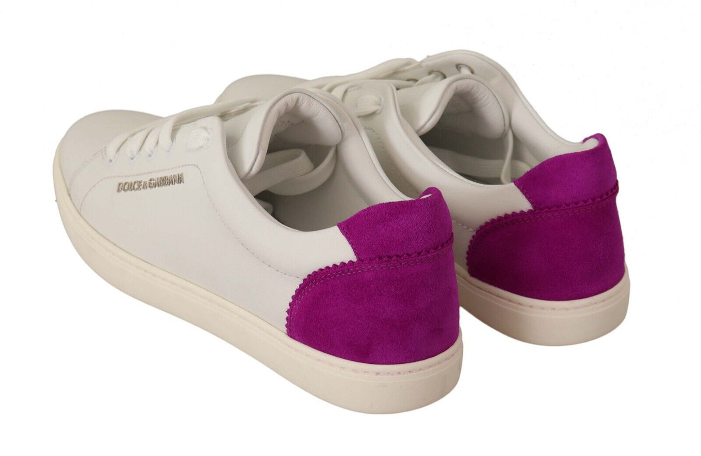 Dolce & Gabbana Elegant White Purple Sneakers Luxury Footwear