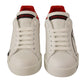 Dolce & Gabbana Elegant Portofino Leather Sneakers - Chic White and Red