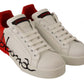 Dolce & Gabbana Elegant Portofino Leather Sneakers - Chic White and Red