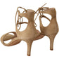 Maria Christina Elegant Beige Suede Ankle Strap Heels