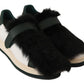 MANUEL BARCELO Elegant White Leather Fur-Trimmed Sneakers