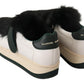 MANUEL BARCELO Elegant White Leather Fur-Trimmed Sneakers