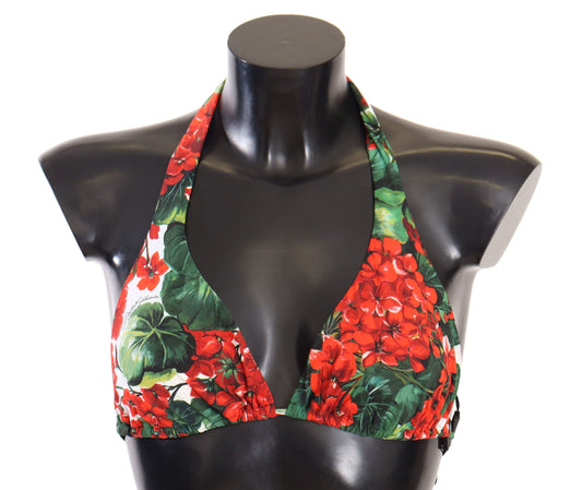 Dolce & Gabbana Red Floral Print Bikini Top