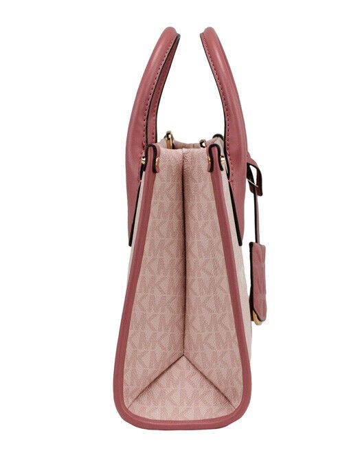 Michael Kors Mirella Small Powder Blush PVC Top Zip Shopper Tote Crossbody Bag