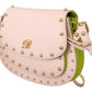 Blumarine Elegant Leather Shoulder Flap Bag in Pink & Green