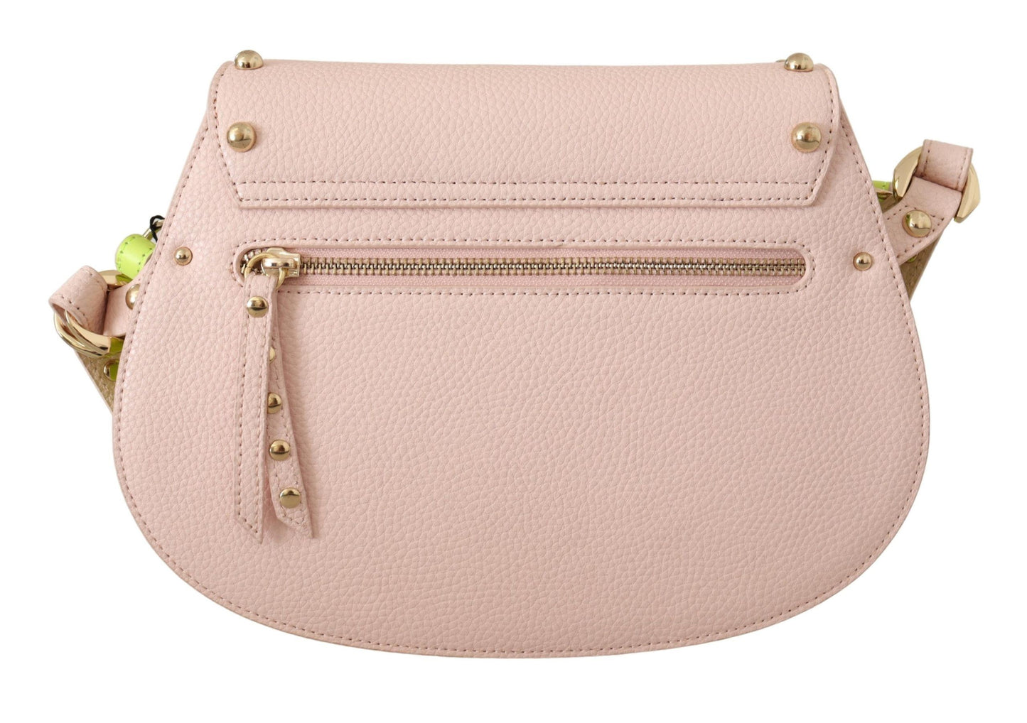 Blumarine Elegant Leather Shoulder Flap Bag in Pink & Green