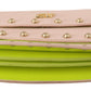 Blumarine Elegant Leather Shoulder Flap Bag in Pink & Green