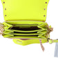 Blumarine Elegant Leather Shoulder Flap Bag in Pink & Green