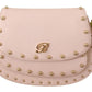 Blumarine Elegant Leather Shoulder Flap Bag in Pink & Green