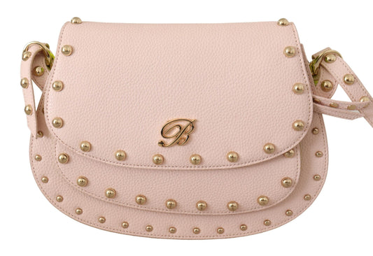 Blumarine Elegant Leather Shoulder Flap Bag in Pink & Green