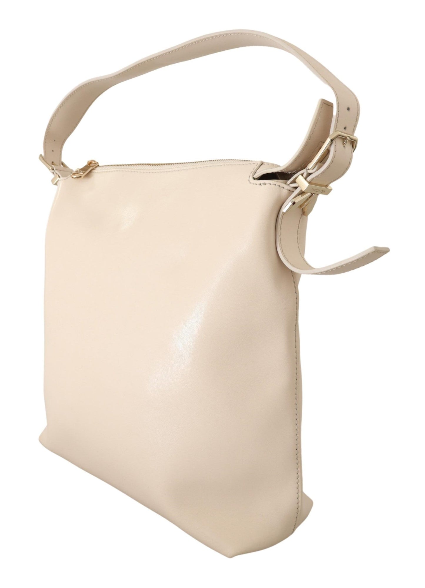 Patrizia Pepe Chic Off White Leather Shoulder Bag