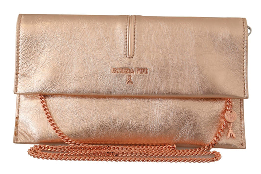 Patrizia Pepe Elegant Rose Gold Leather Shoulder Bag