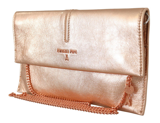 Patrizia Pepe Elegant Rose Gold Leather Shoulder Bag