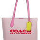 COACH Kia Medium Carnation Colorblock Pebbled Leather Tote Bag Handbag Pink