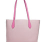 COACH Kia Medium Carnation Colorblock Pebbled Leather Tote Bag Handbag Pink