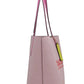 COACH Kia Medium Carnation Colorblock Pebbled Leather Tote Bag Handbag Pink