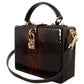 Dolce & Gabbana Elegant Bordeaux & Black Python Leather Crossbody Bag