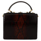 Dolce & Gabbana Elegant Bordeaux & Black Python Leather Crossbody Bag