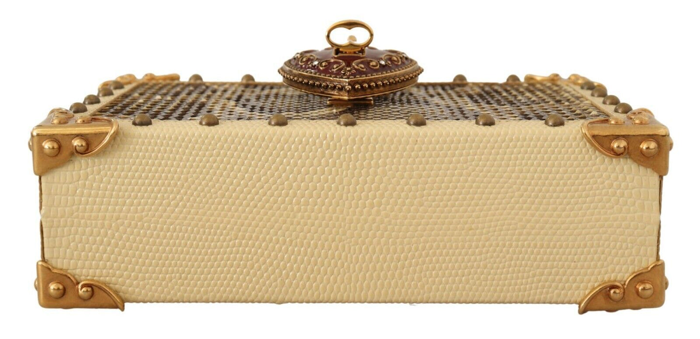 Dolce & Gabbana Chic Yellow Box Clutch with Heart Twist