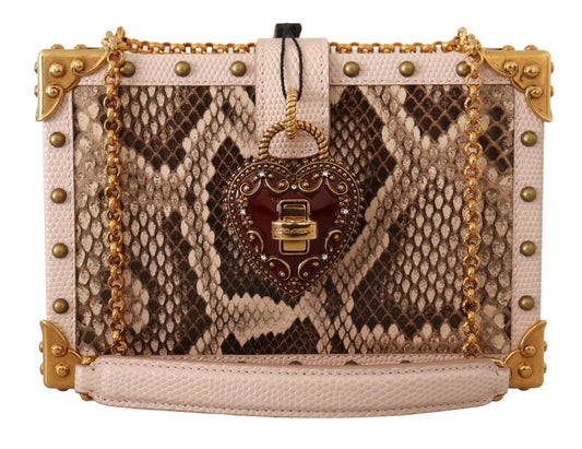 Dolce & Gabbana Elegant Pink Python Leather Clutch