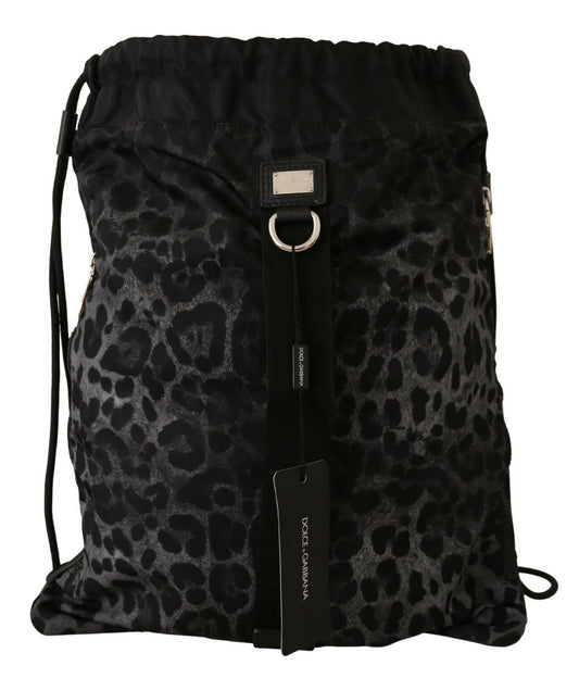 Dolce & Gabbana Elegant Gray Leopard Backpack for Stylish Travels