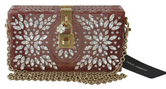 Dolce & Gabbana Elegant Crystal-Studded Pink Box Bag