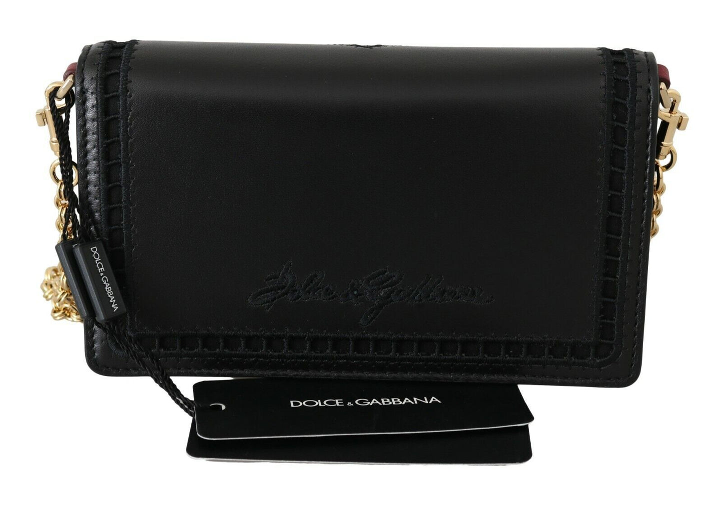 Dolce & Gabbana Elegant Black Leather Shoulder Messenger Bag