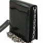 Dolce & Gabbana Chic Patent Leather Clutch with Silver Accents