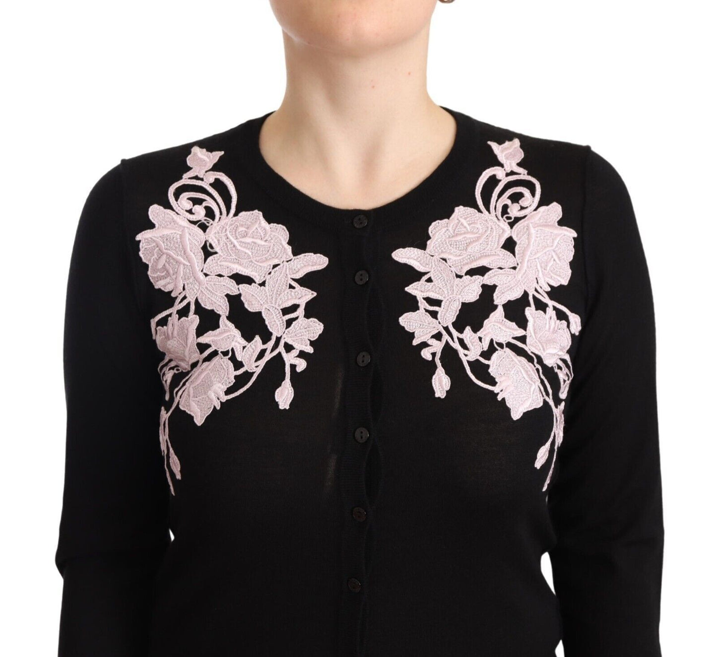 Dolce & Gabbana Elegant Floral Embroidery Cashmere Sweater