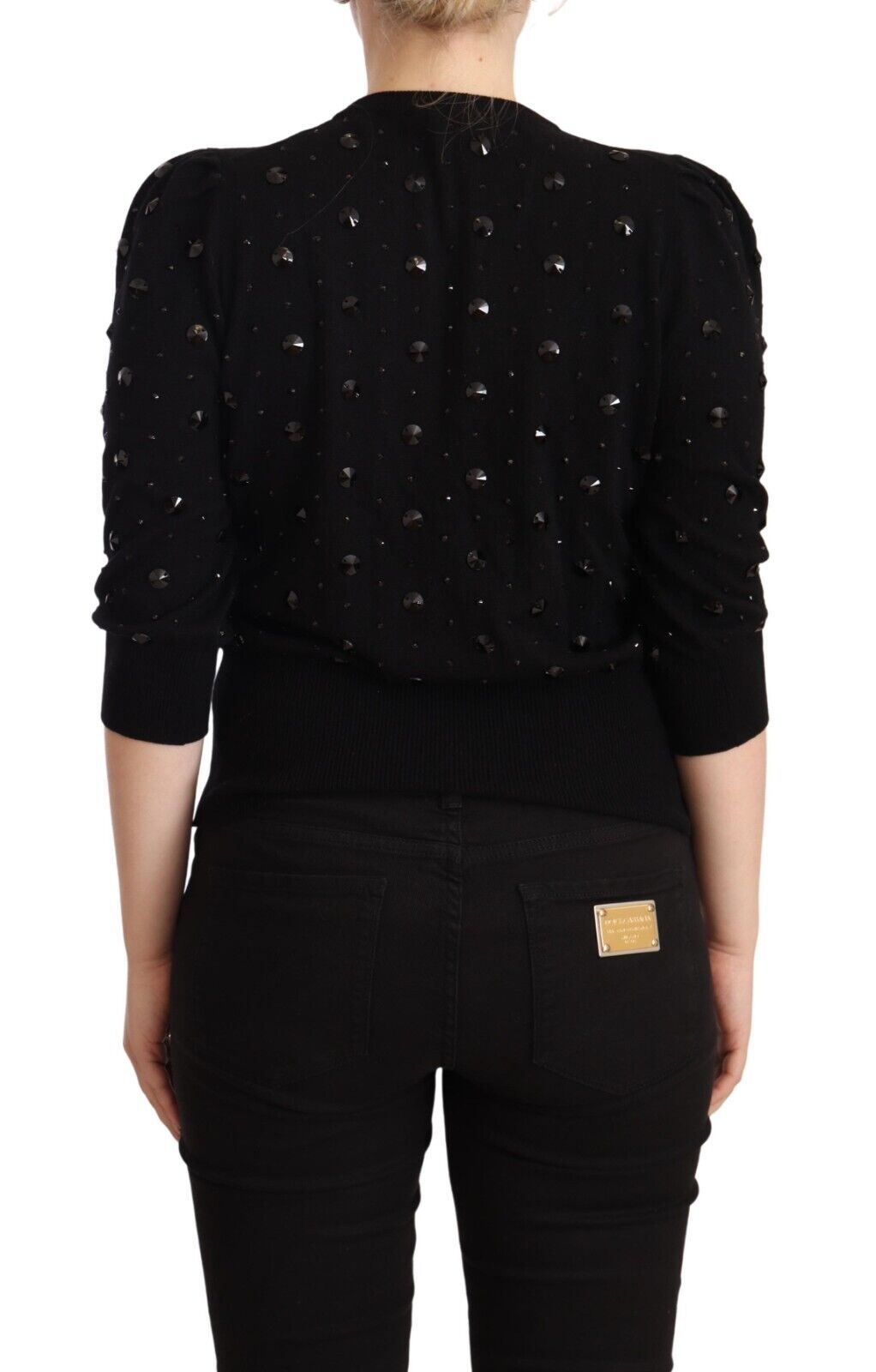 Dolce & Gabbana Elegant Black Cashmere Crystal Cardigan