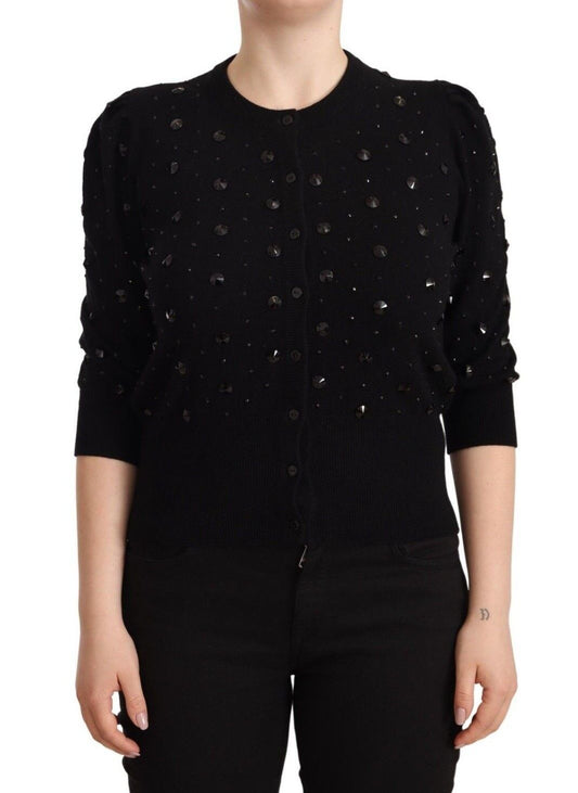 Dolce & Gabbana Elegant Black Cashmere Crystal Cardigan