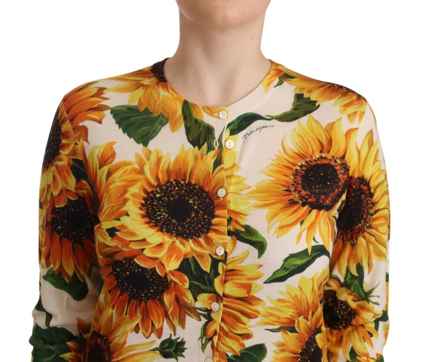 Dolce & Gabbana Sunflower Silk-Cashmere Cardigan Sweater