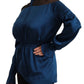 Masha Ma Elegant Crew Neck Silk Blouse in Blue