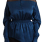 Masha Ma Elegant Crew Neck Silk Blouse in Blue