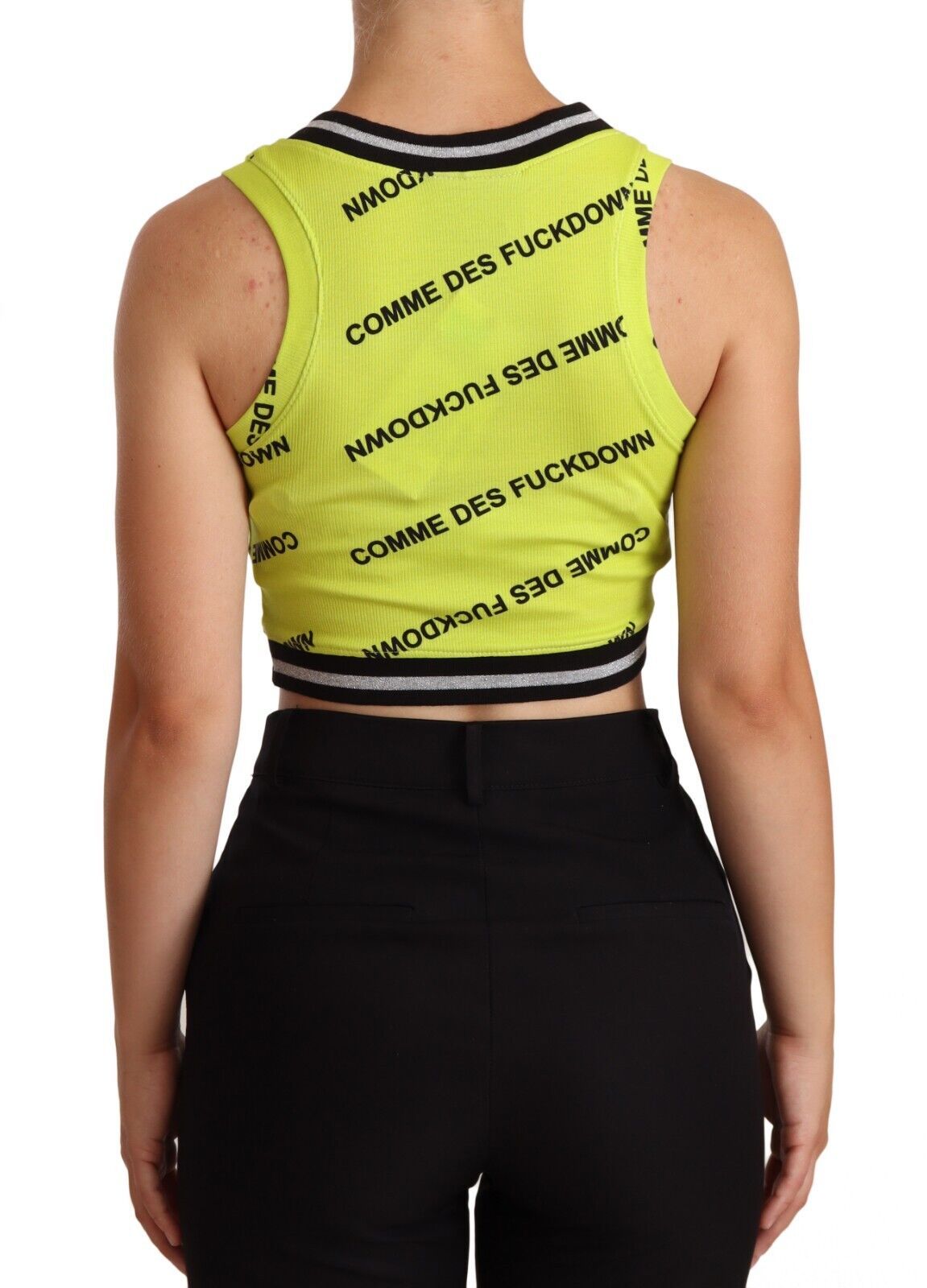 Comme Des Fuckdown Chic Sleeveless Cropped Top in Vibrant Yellow