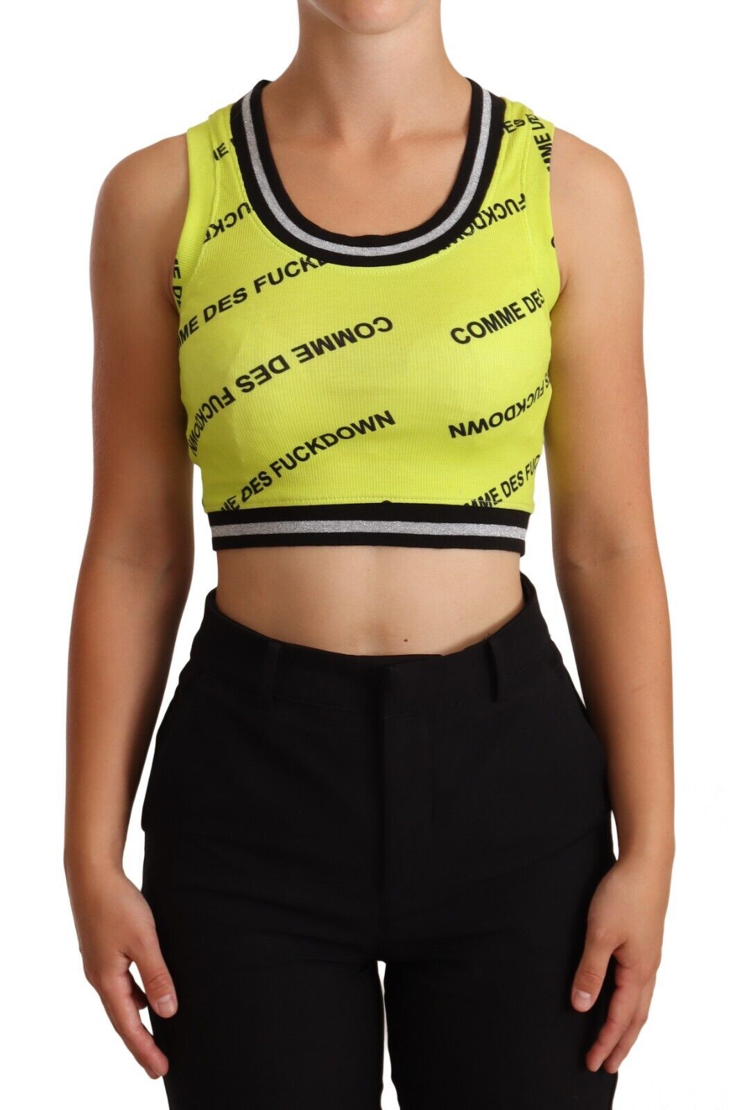 Comme Des Fuckdown Chic Sleeveless Cropped Top in Vibrant Yellow