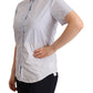 AGLINI Chic Light Blue Polished Cotton Polo Top