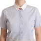 AGLINI Chic Light Blue Polished Cotton Polo Top