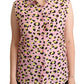 Love Moschino Sleeveless Leopard Print Polo Top