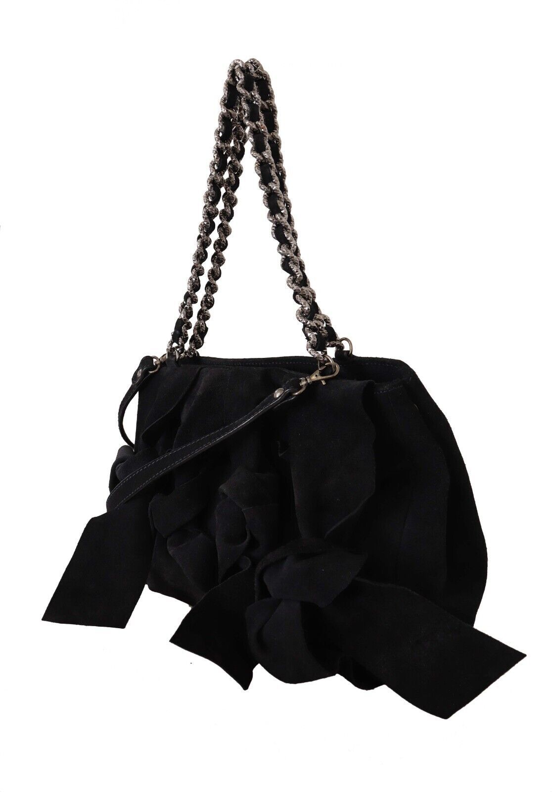 Ermanno Scervino Elegant Suede Crossbody with Silver Details