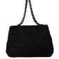 Ermanno Scervino Elegant Suede Crossbody with Silver Details