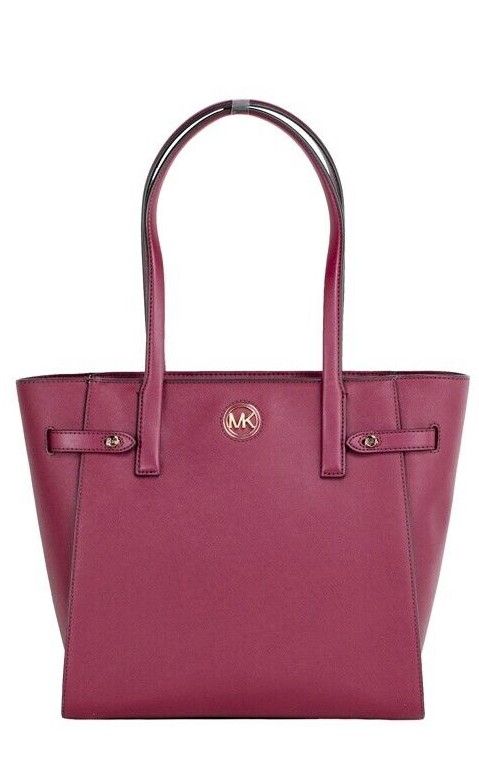 Michael Kors Carmen Large Mulberry Saffiano Leather North South Tote Handbag